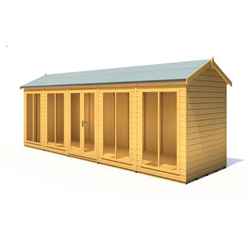 20 x 6 (5.95m x 1.79m) - Apex Wooden Summerhouse - Double Doors + Side Windows - 12mm T&G Walls - Floor - Roof
