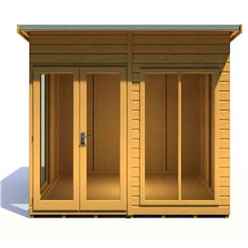 8 x 8 (2.46m x 2.46m) - Pent Wooden Summerhouse - Double Doors + Side Windows - 12mm T&G Walls - Floor - Roof