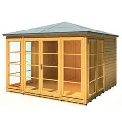 INSTALLED 10 x 10 (3.16m x 3.16m) - Premier Wooden Summerhouse - Double Doors - Side Windows - 12mm T&G Walls and Floor