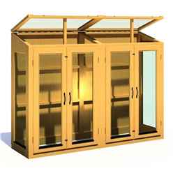 INSTALLED 7 x 2 (2.13m x 0.60m) - Wooden Greenhouse - x2 Double Doors