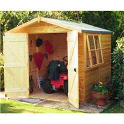 7 x 7 (2.05m x 2.05m) - Tongue & Groove - Pressure Treated - Apex Garden Shed / Workshop - 1 Opening Window - Double Doors - 12mm Tongue and Groove Floor