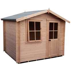 2.7m x 2.7m Premier Log Cabin With Half Glazed Single Door With Opening Window + Free Floor & Felt (19mm) 