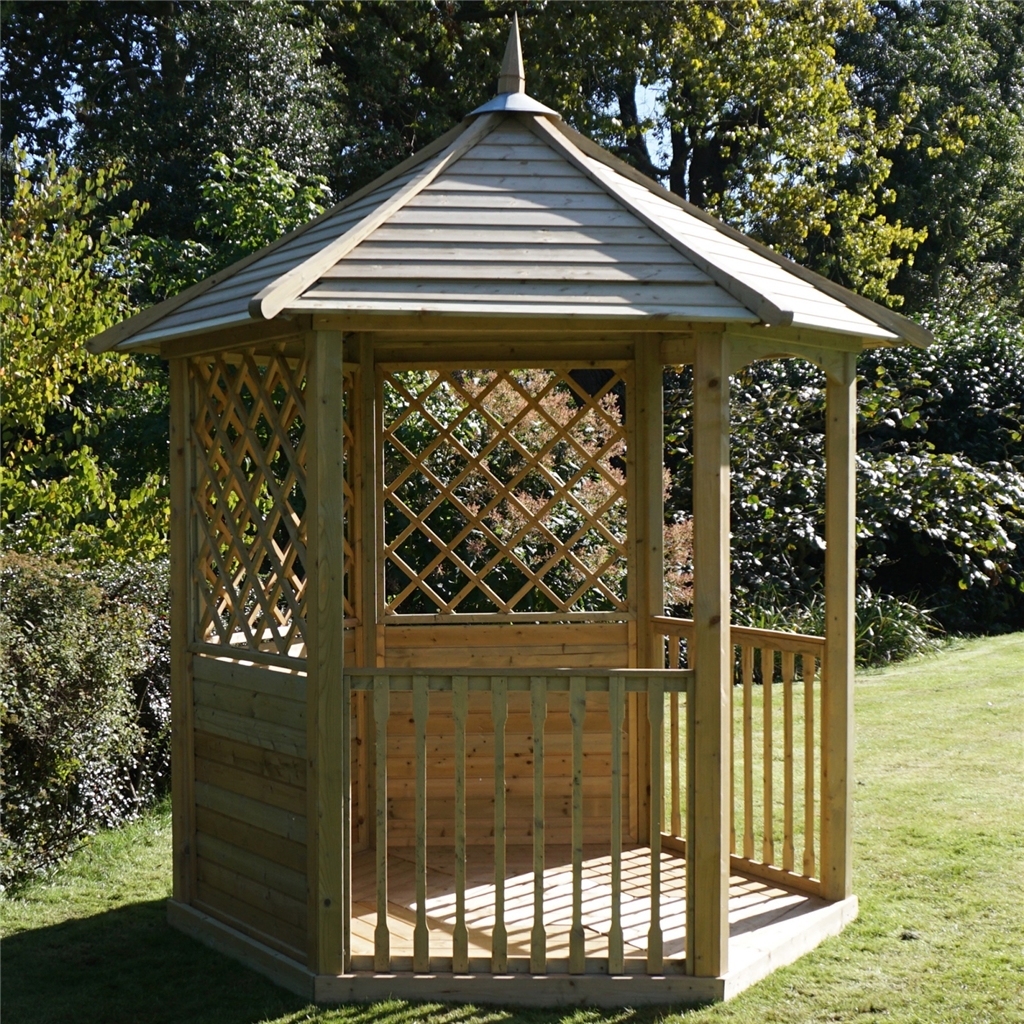 9' 3" x 9' 3" Diagonal Pressure Treated Trellis Gazebo (2.8m x 2.8m)