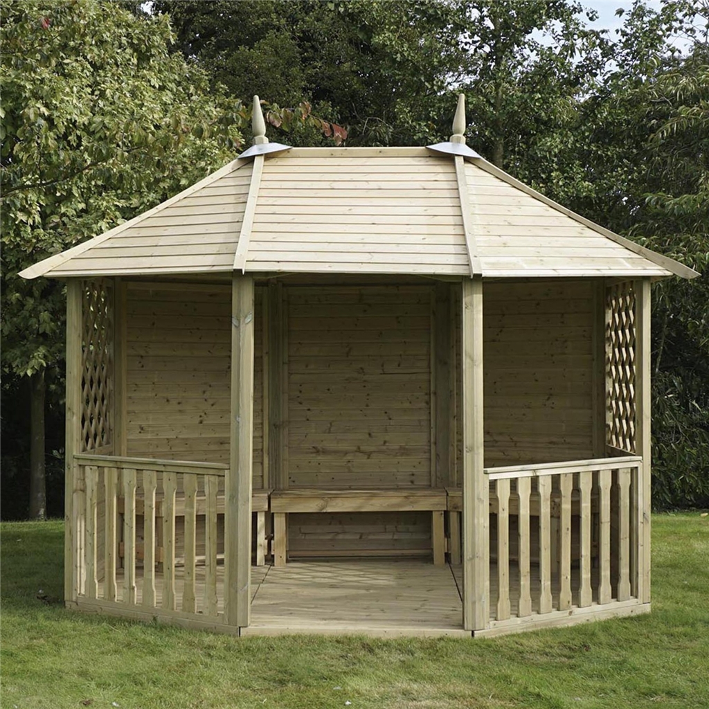 8' 8" x 11' 9 Pressure Treated Double Trellis Gazebo (2.6m x 3.5m)