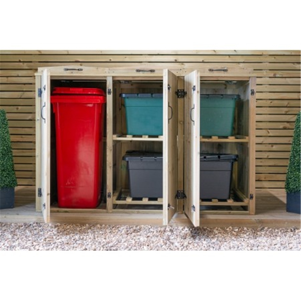 Wheelie Bin and Recycling Box Triple Chest Store 2 x Wheelie Bin + 2