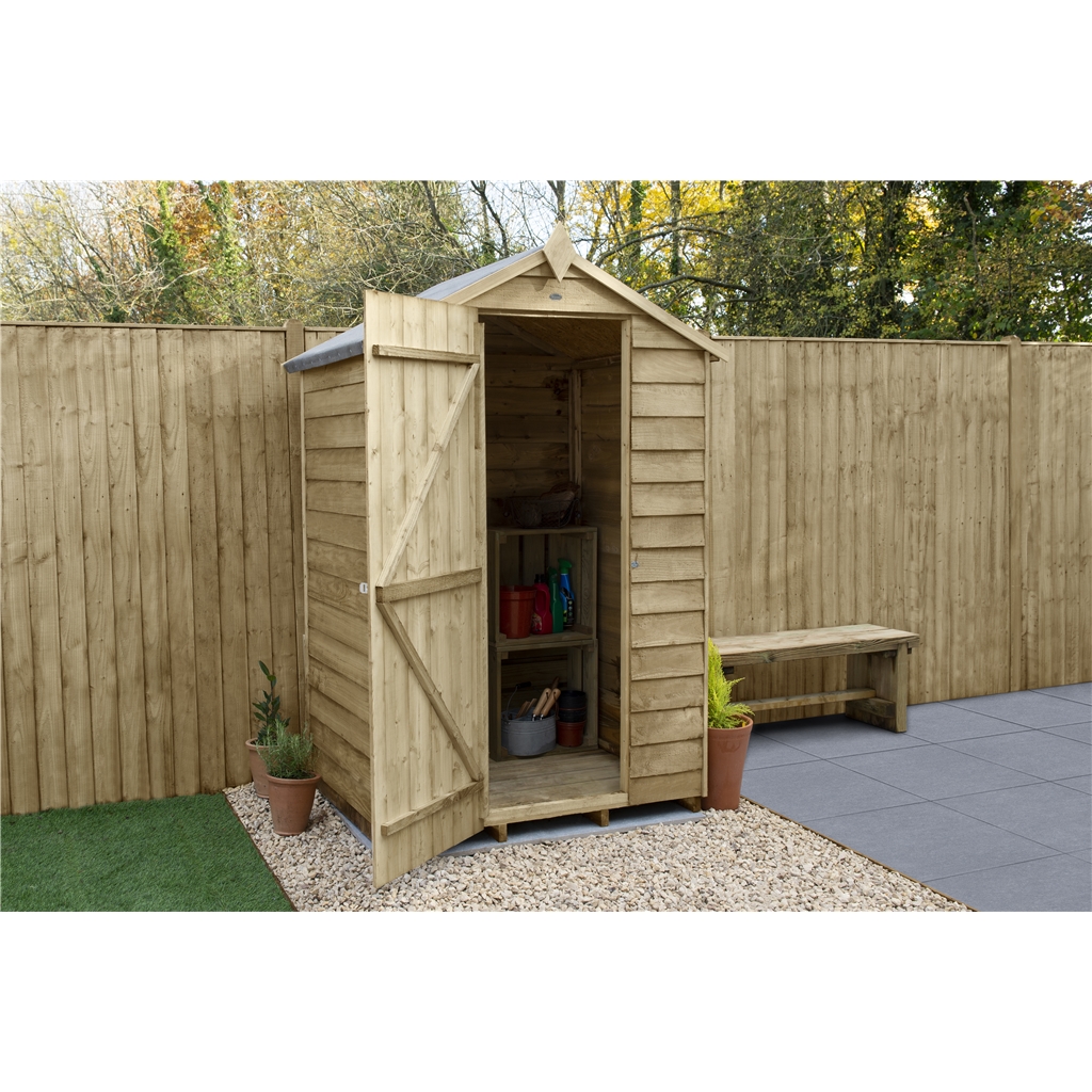 4ft x 3ft pressure treated overlap apex garden shed with