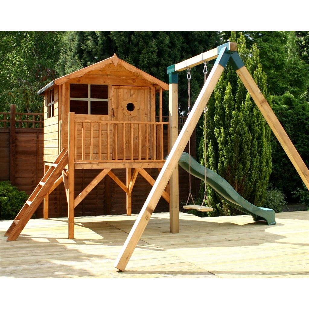 playhouse with slide and swing