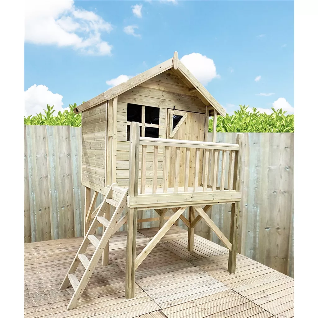 5 x 7 Jake Wooden Tower Platform Playhouse with Apex roof, Single Door ...