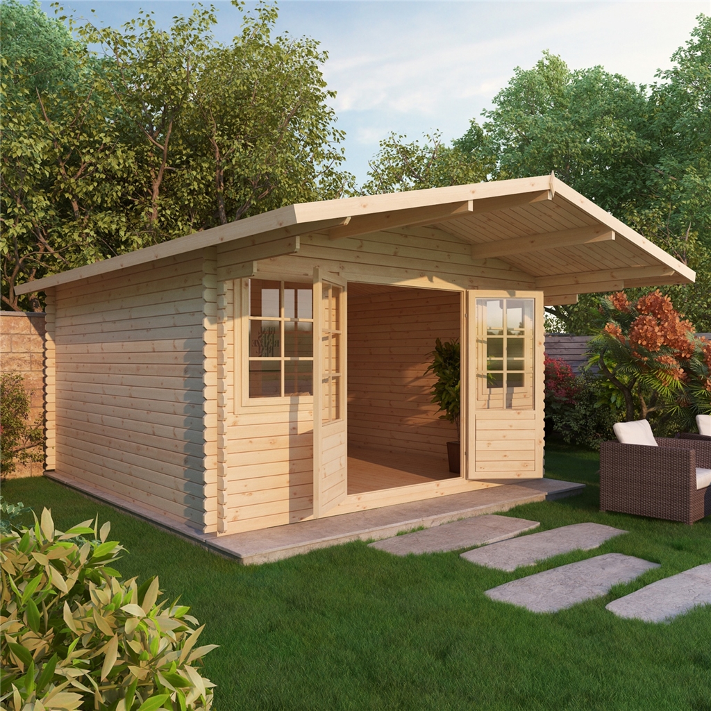 4m x 4m Premier + Overhang Log Cabin