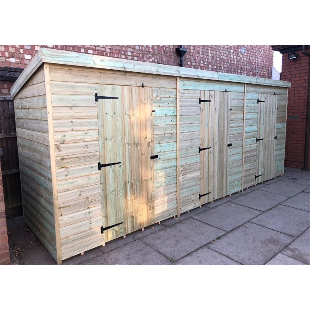 bespoke 16 x 4 windowless pent pressure treated shed