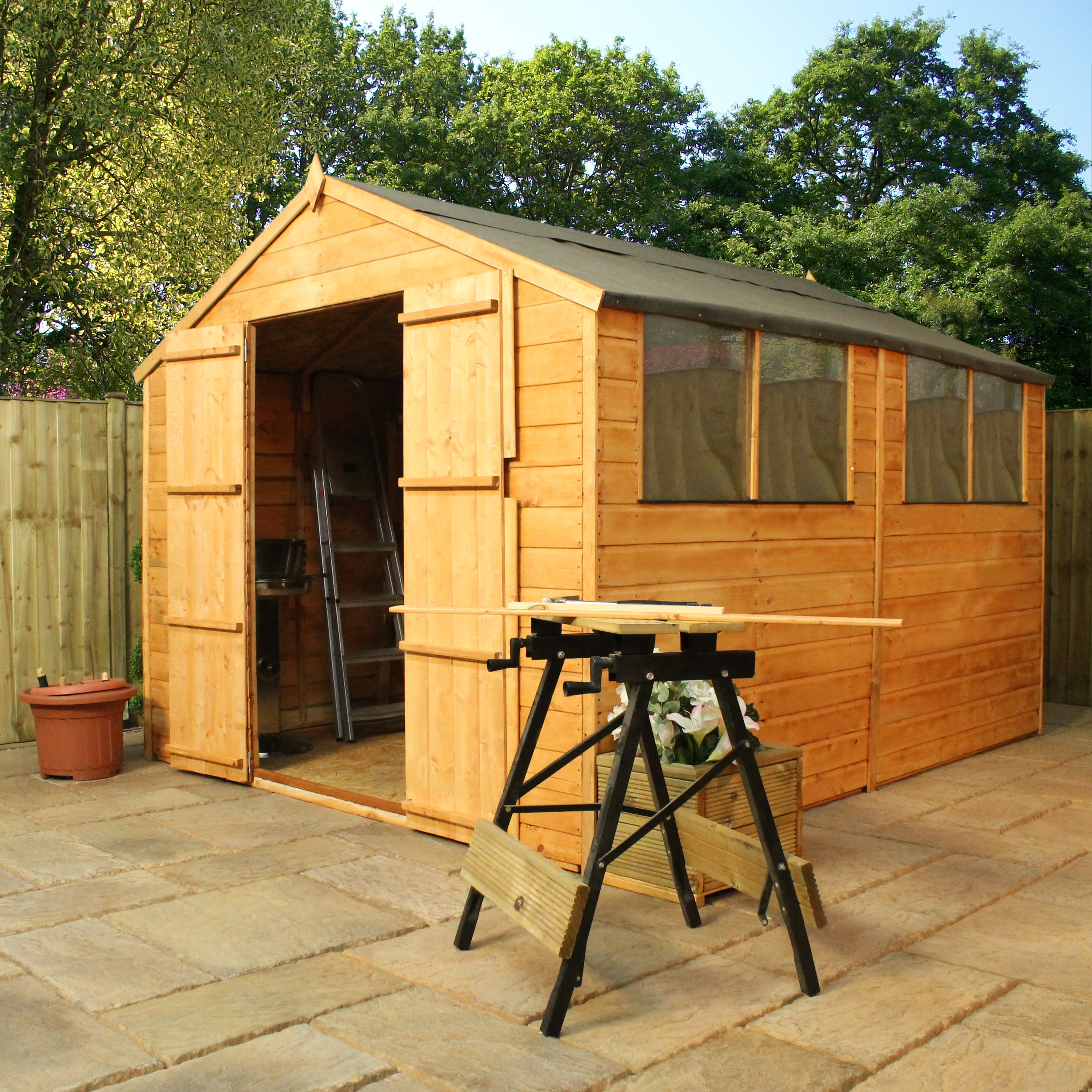 10 x 8 Wooden Apex Garden Shed