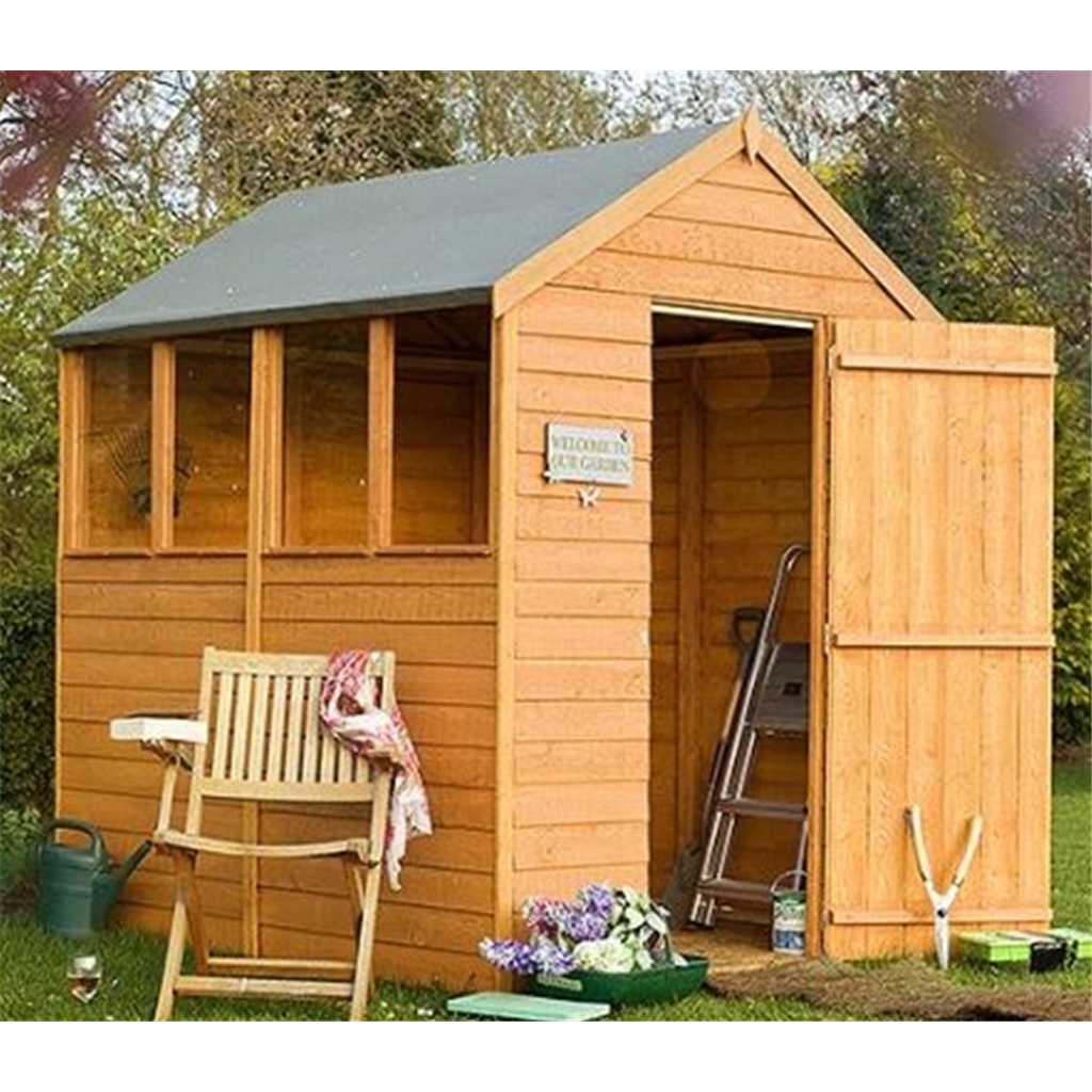 7 x 5 Dip Treated Overlap Apex Wooden Garden Shed With 4 Windows And