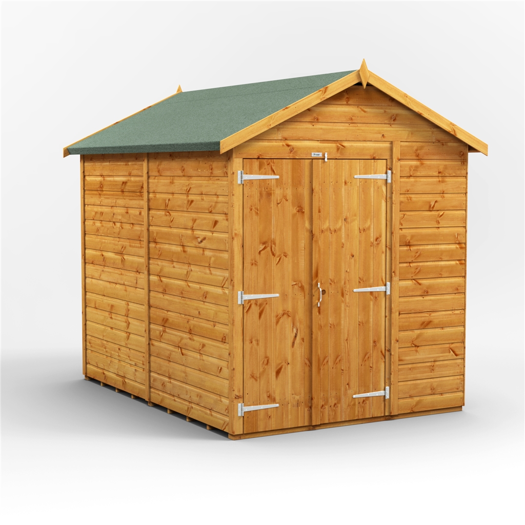 8 x 6 premium tongue and groove apex shed - double doors