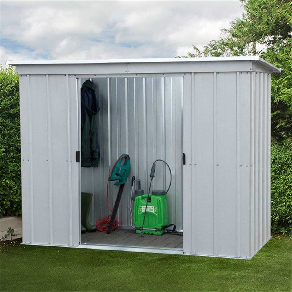 7' 5" x 3' 5" Pent Metal Shed + FREE ANCHOR KIT (2.24m x 1 ...