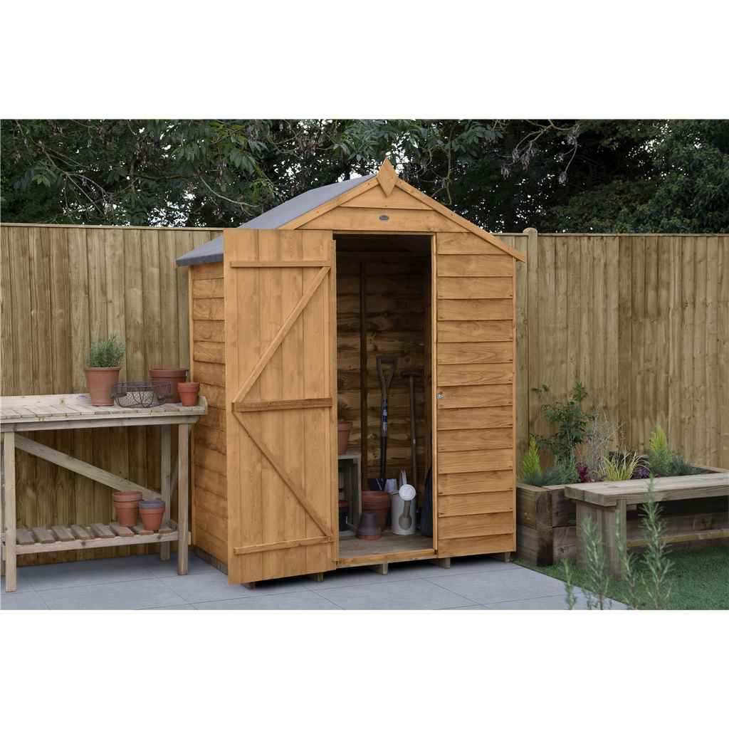 INSTALLED 3ft x 5ft Overlap Apex Garden Shed (1m x 1.6m) Modular