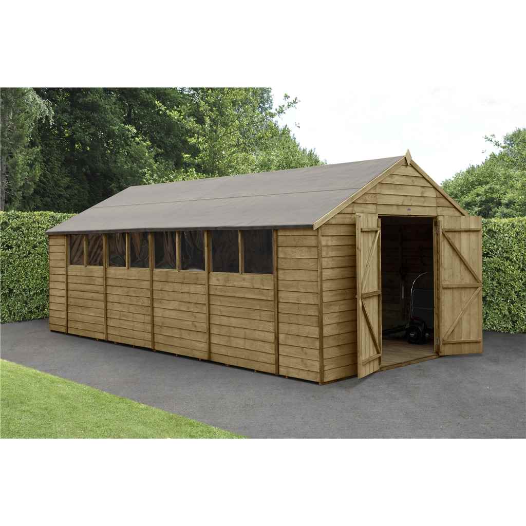 20ft x 10ft apex overlap pressure treated shed - double