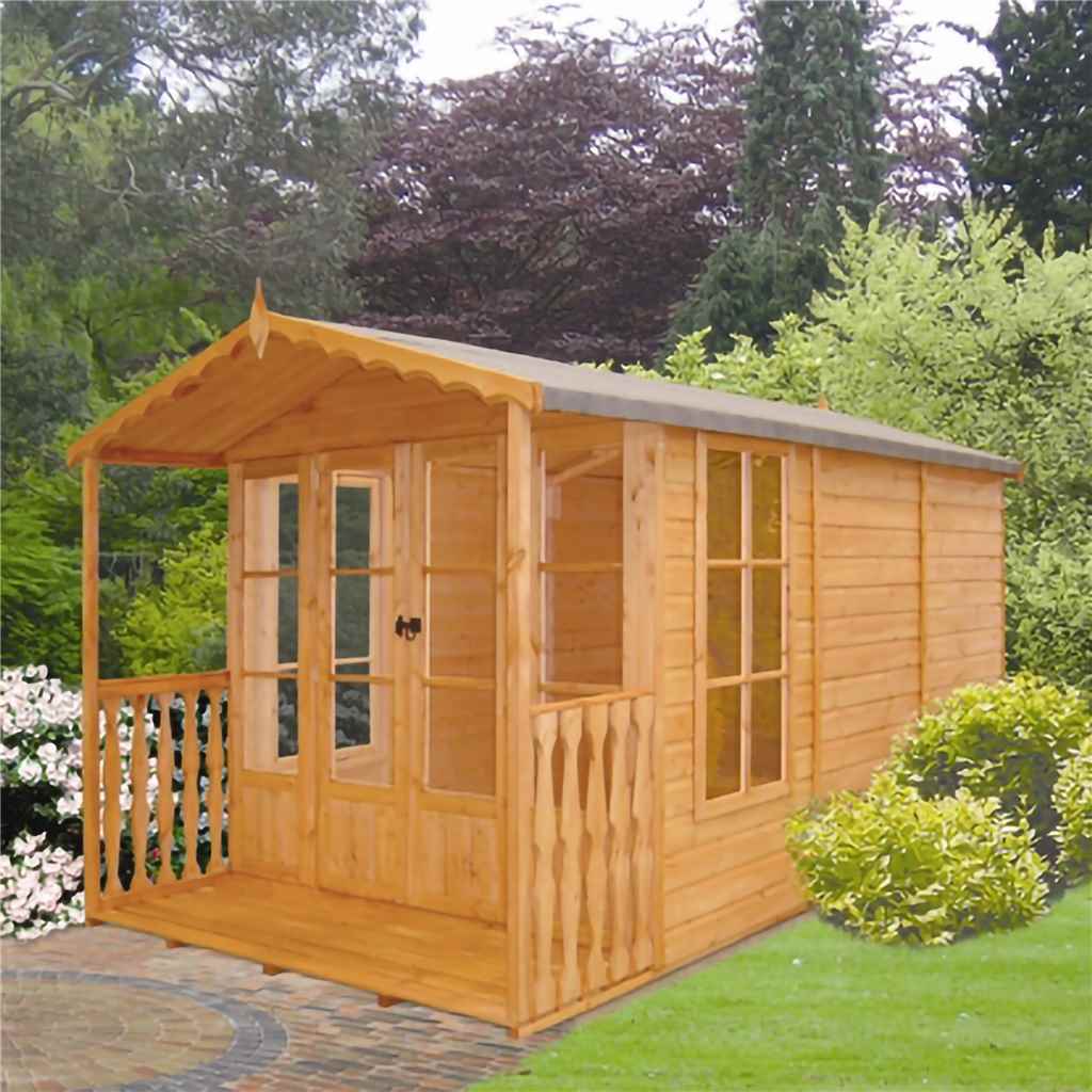 13 x 7 (3.96m x 2.17m) Premier Wooden Summerhouse + Roof Overhang