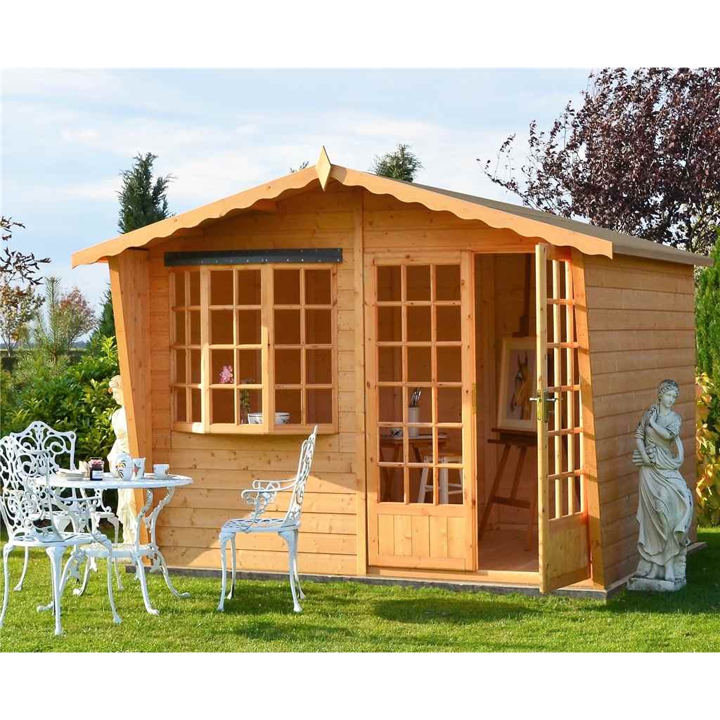 10 x 6 (3m x 1.79m) Premier Wooden Summerhouse 12mm T&G Walls