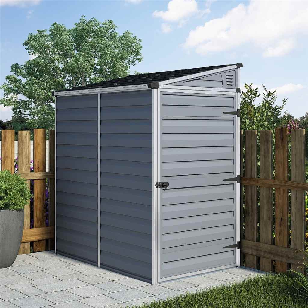 6 x 4 (1.75m x 1.17m) Single Door Pent Plastic Shed with 