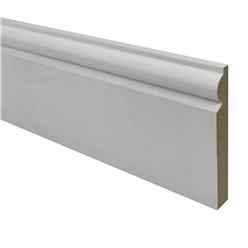 PACK OF 15 (Total 15 Units) - 18mm x 144mm White Primed MDF Torus Skirting Board - 4400mm Length