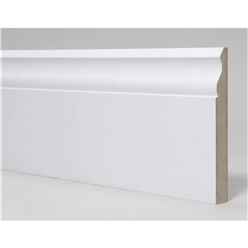 PACK OF 10 (Total 10 Units) - 18mm x 168mm White Primed MDF Ogee Skirting Board - 2700mm Length