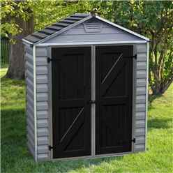 DISCO: 3 x 6 (0.90m x 1.85m) Double Door Apex Plastic Shed with Skylight Roofing