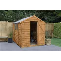 8ft x 6ft Overlap Apex Wooden Garden Shed With Single Door + 2 Windows (2.4m x 1.9m) - Modular - CORE