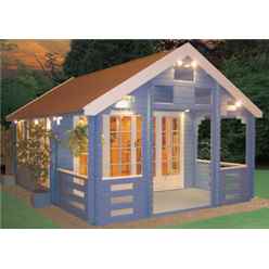 3.89m x 5.39m Log Cabin With Veranda - 44mm Tongue And Groove Logs