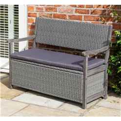 Debenhams - Hardwood Timber Framed Rattan Weave Bench 