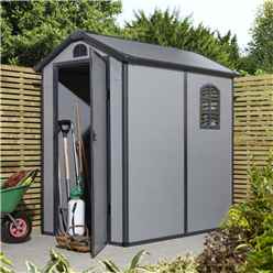 4ft x 6ft Deluxe Stratton Plastic Shed Single Door Apex Shed With Assembly - Light Grey