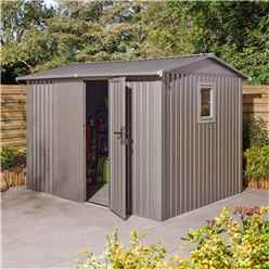 10ft x 8ft - Deluxe Ashford Metal Apex Shed With Double Doors & Assembly + Foundation Kit