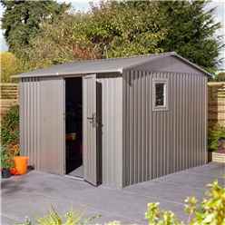10ft x 10ft - Deluxe Ashford Metal Apex Shed With Double Doors & Assembly + Foundation Kit
