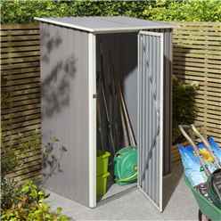 5ft x 3ft - Deluxe Ironwood Metal Pent Shed With Single Door & Foundation Kit - Light Grey