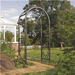 Deluxe Gunmetal Grey Metal Round Arch with Open Lattice