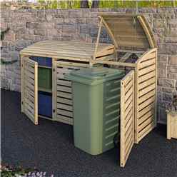 Traditional Wooden Double Bin Store With Box Store