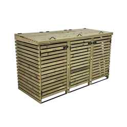 HushBin Slatted Triple Wheelie Bin Store