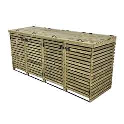 HushBin Slatted Quadruple Wheelie Bin Store