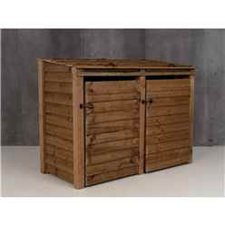 Storevue Brown Finish Wooden Double Wheelie Bin Store