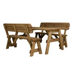 Hearthgrove Space-Saving Wooden Picnic Table & Benches with Backrest - 150cm - Rustic