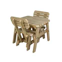 Hearthgrove Space-Saving Wooden Picnic Table & Benches with Backrest - 90cm - Natural