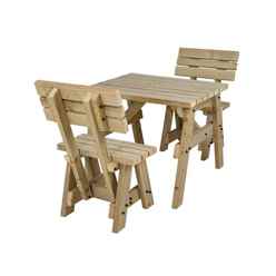 Hearthgrove Space-Saving Square Edge Wooden Picnic Table & Benches - 120cm - Natural