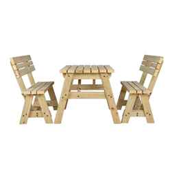 Hearthgrove Squared Picnic Table and Benches Set With Backrest – Natural Finish - 120cm