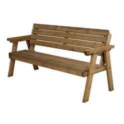Evergrove Garden Fence Bench with Backrest - 150cm - Rustic Finish