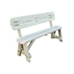 Ashcroft Rounded Wooden Bench with Backrest - Natural Finish - 180cm