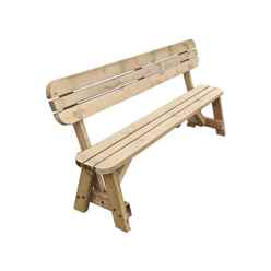 Ashcroft Rounded Wooden Bench with Backrest - Rustic Finish - 90cm