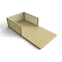 3.6m x 4.2m Oakridge Complete DIY Decking Kit With Balustrades - Natural Colour (Light Green)
