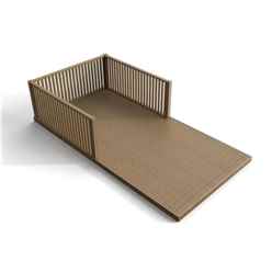 2.4m x 3.0m Oakridge Complete DIY Decking Kit With Balustrades - Rustic Brown