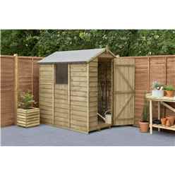INSTALLED 6ft X 4ft Pressure Treated Overlap Apex Wooden Garden Shed With 1 Window (1.8m x 1.3m) - Modular - INCLUDES INSTALLATION (CORE)