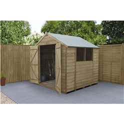 INSTALLED 7ft x 7ft Pressure Treated Overlap Apex Wooden Garden Shed With Double Doors (2.2m x 2.1m) - Modular - INCLUDES INSTALLATION