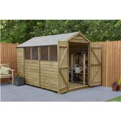 10ft x 6ft Pressure Treated Overlap Apex Wooden Garden Shed - Double Doors (3.1m x 1.9m) - Modular - CORE